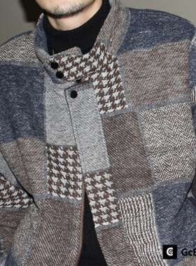 GcBrand Lab AW25 复古主题元素 撞色设计 格子立领棉衣 毛呢外套