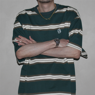 GcBrand Lab Tee SS25 基础款 刺绣条纹短袖T恤
