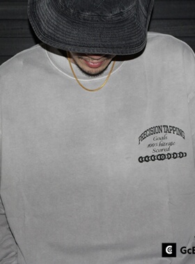 GcBrand Lab AW24 复古主题元素 水洗做旧设计 美式休闲款长袖T恤