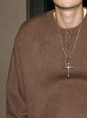 GcBrand Lab AW25 复古主题元素 日系基础针织衫上衣 亨利领毛衣