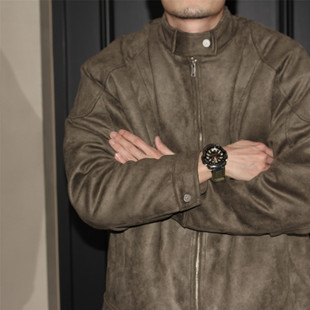 复古主题元 AW25 素 男女款 保暖立领棉服 GcBrand 麂皮绒棉衣 Lab