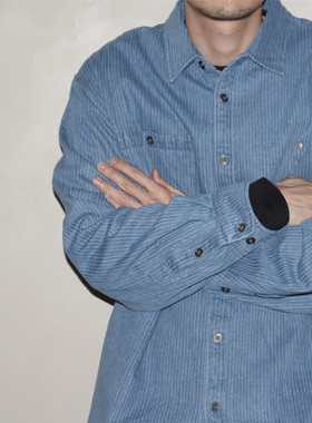 GcBrand Lab AW25 复古主题元素 水洗做旧条纹长袖衬衣牛仔衬衫男