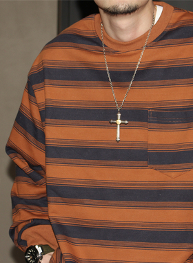 GcBrand Lab SS25 复古主题元素 美式休闲基础款条纹长袖圆领卫衣