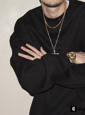 GcBrand Lab CrewNeck 纯色基础款 美式休闲宽松情侣长袖卫衣圆领