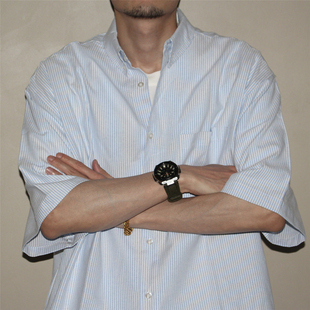 GcBrand SS25 复古主题元素 基础款 条纹短袖衬衫
