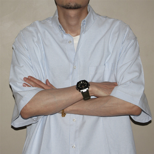 GcBrand SS25 复古主题元素 基础款 条纹短袖衬衫