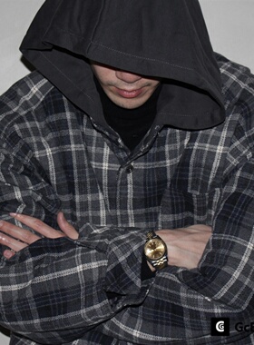 GcBrand Lab AW24 复古主题元素 基础款 厚实保暖 连帽格子棉衣