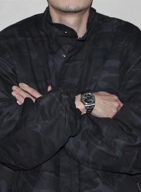 GcBrand Lab AW25 复古主题元素 深灰迷彩图案 工装棉衣 立领棉服