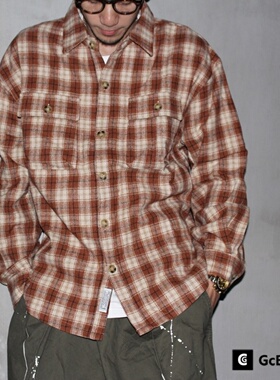GcBrand 美式复古格子衬衫毛呢厚秋冬男女长袖衬衣夹克陈冠希潮牌