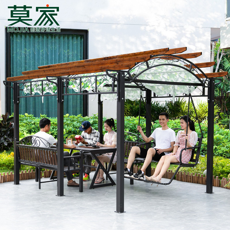 莫家户外凉亭葡萄架遮雨棚别墅庭院休闲亭子室外露台楼顶乘凉棚_虎窝淘