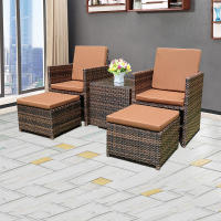 The balcony small table and chairs can be stored. Three-piece rattan chair set. Light luxury style tea table and tea table set of one table and two chairs thumbnail 6