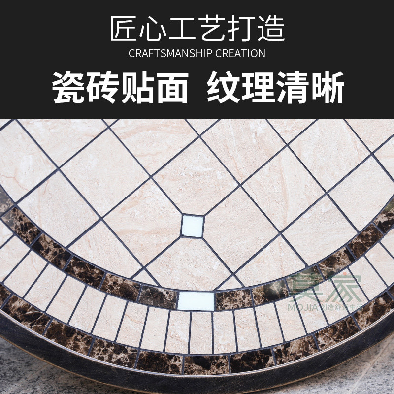莫家户外家具铸铝单桌单卖别墅庭院花园餐桌欧式仿大理石桌面铝桌