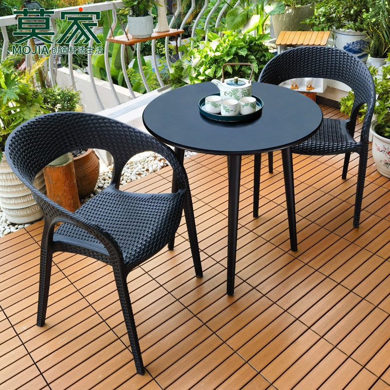 莫家户外休闲椅三件套北欧轻奢网红阳台小桌椅茶桌一桌两椅 茶几