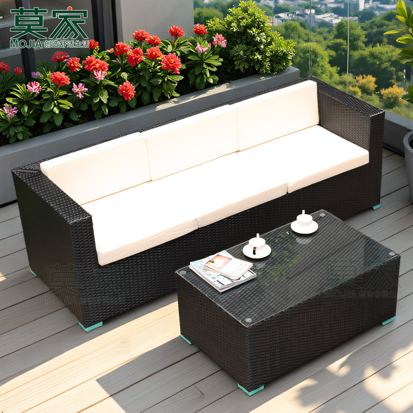 莫家露天三人腾艺沙发防晒防水