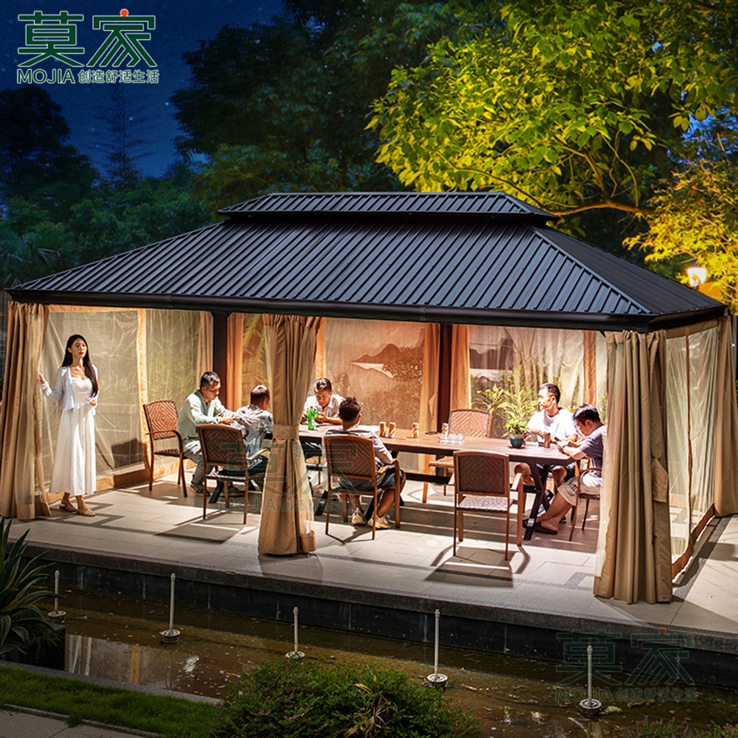 户外遮阳棚别墅会所罗马帐篷庭院花园移动房子四角亭子休闲凉亭