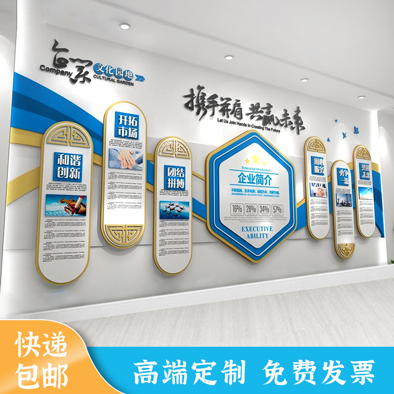 公司企业文化墙设计背景墙定制员工团队照片墙3D亚克力宣传形象墙图片