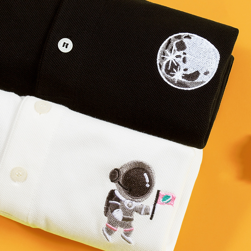 POLO衫短袖男夏季潮流纯棉NASA宇航员T恤刺绣翻领保罗情侣装体恤