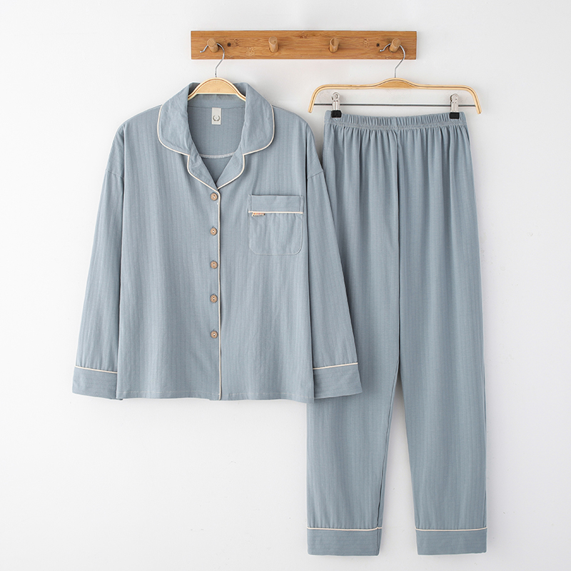 长袖长裤纯色简约休闲家居服套装