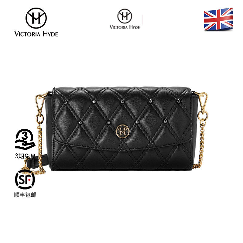 Victoria Hyde包包女珍珠香包小方包小众单肩百搭信封包真皮羊皮