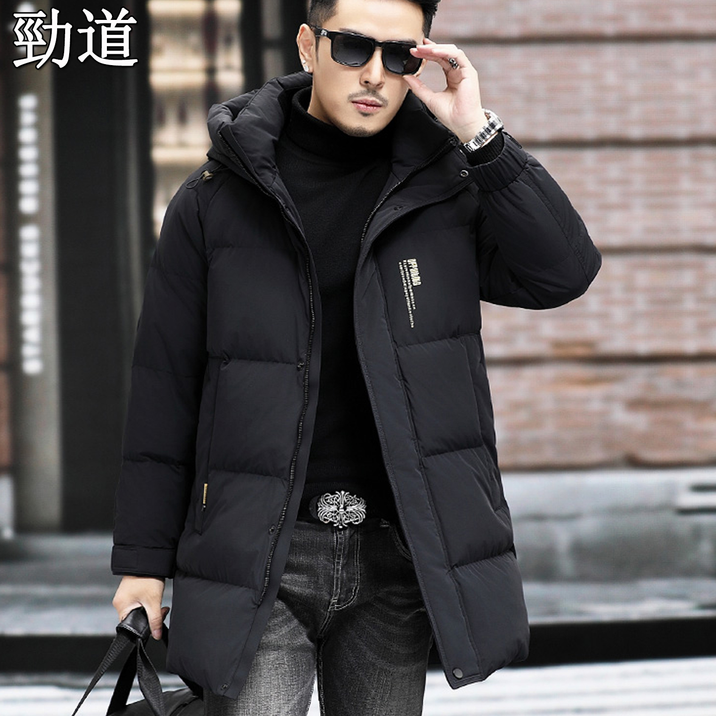 男士羽绒服冬季加厚保暖中长款连帽外套中青年爸爸装商务休闲男新