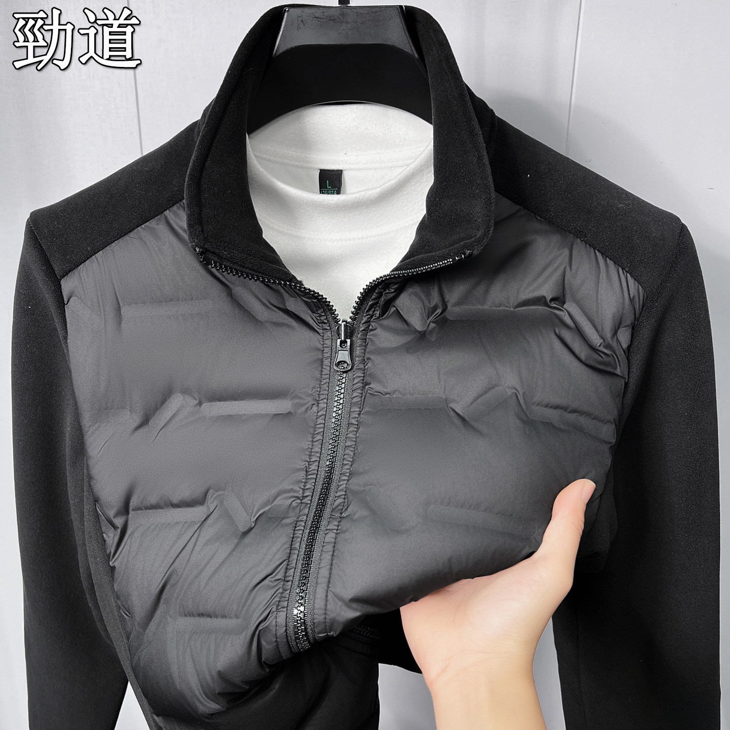 冬季90%鸭绒羽绒服男士外套轻薄保暖拼接奥粒绒冲锋衣内胆上衣服