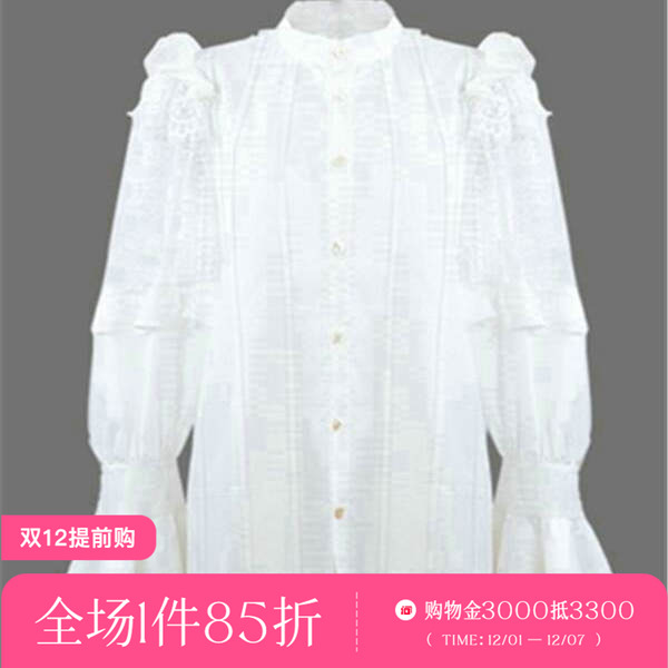 法式气质白色泡泡袖花边衬衫