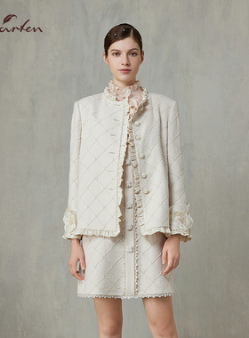 CHARFEN法式千金风短款花边女轻奢优雅小香风外套CFF1A102-1002A