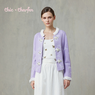 优雅复古刺绣针织开衫