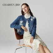朝峰2025春新款 时尚 短款 CHARFENJRIS 牛仔外套女FJF1A658 6102N