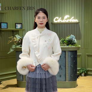 百搭显瘦狐狸毛双面呢大衣女CFE5D320 时尚 3251V 新款 CHARFEN冬季