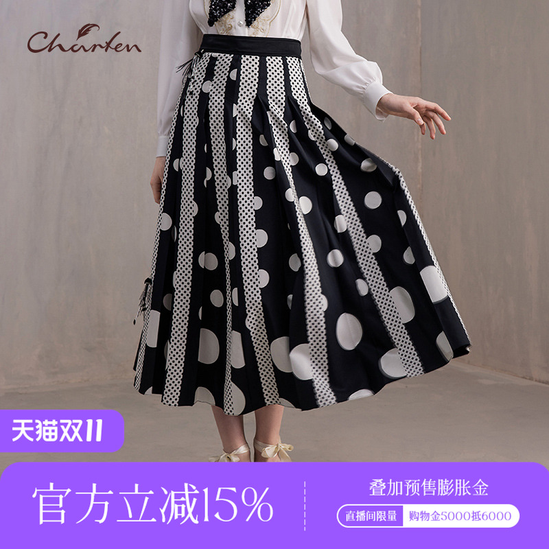法式气质波点半身裙女