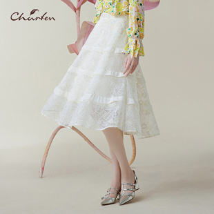 CHARFEN朝峰气质名媛优雅蕾丝A字裙半身裙女CFE1D135-1059E