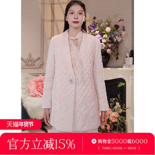 CHARFEN华丽重工中长款V领保暖外套丝绒轻薄羽绒服CFF3C118-1037Y