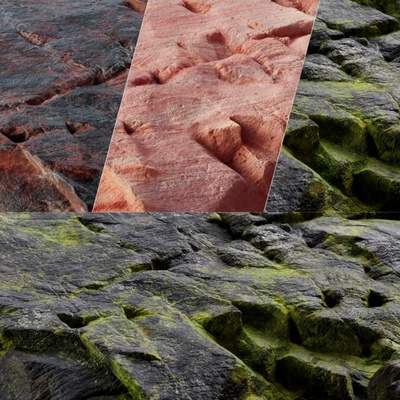Substance Painter写实岩石石材智能材质sp山体悬崖矿石头材质球