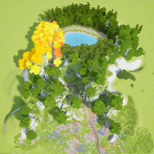 UE4UE5风格化小湖面森林草地树木场景Simple Nature Pack