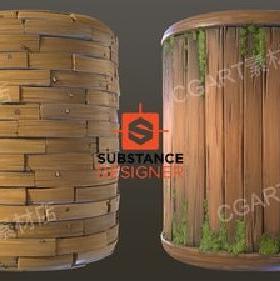 Substance Designer风格化木纹理木板材质贴图sd木砖sbs格式92