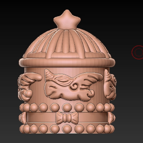 旋转木马 小房子三维立体图圆雕图STL文件雕刻机3D模型