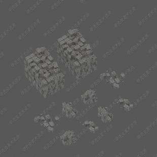 石砖墙砖废墟砖头堆石砌碎石头岩石堆3dmax模型Unity游戏素材U3D