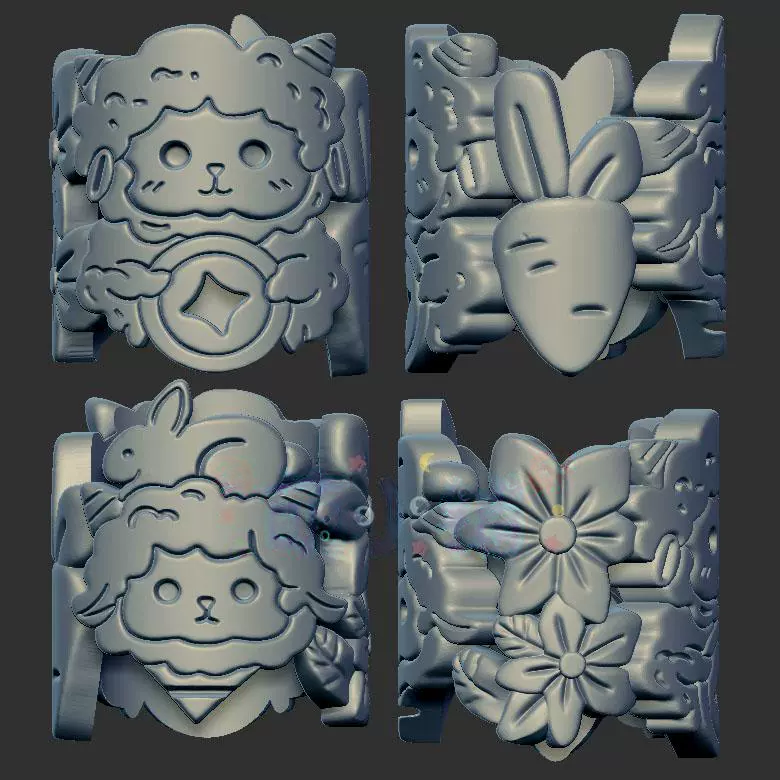 圆筒小绵羊戒指三维立体图3d打印stl文件圆雕图雕刻机3d模型2313