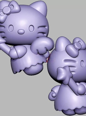 天使kt猫凯蒂猫kitty三维立体图圆雕图STL文件雕刻机3D模型2626