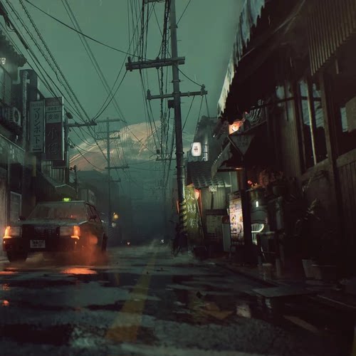 UE5.6日本富士山夜晚迷雾城市街道商店街头Foggy Japanese Street