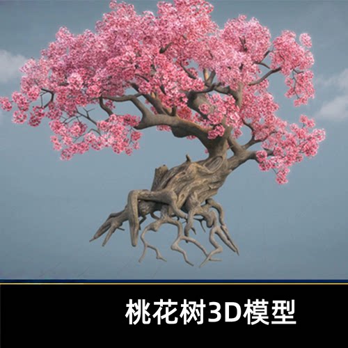 C4D桃花树古风古老樱花树大树老树,3D模型,blender/fbx/obj/C4D/