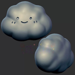 笑脸云朵微笑云三维立体图3d打印stl文件圆雕图雕刻机3d模型2621