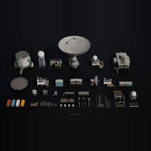UE5.1北极科考察站基地雷达天线山体模型Arctic Base - 3D assets