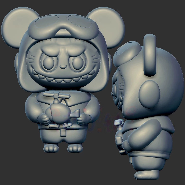 飞行员拉布布三维立体图3d打印stl文件圆雕图雕刻机3d模型1950