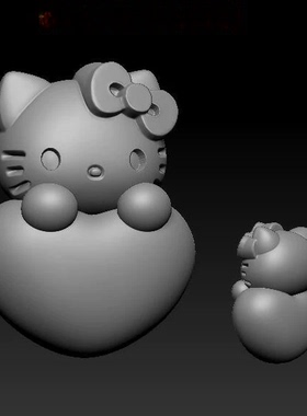 爱心kt猫三维立体图圆雕图STL图卡通猫3D打印雕刻模型1033