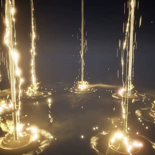UE5.2-5.8金黄色魔法阵护盾闪电攻击技能粒子特效ARPGVFXPack01