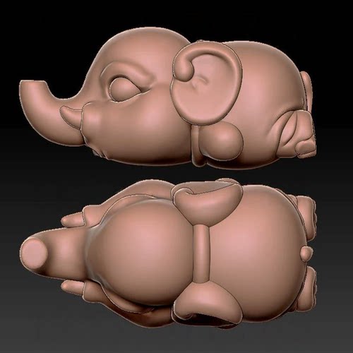 萌小象STL大象stl生肖圆雕图小象圆雕图机雕图象宝宝3D打印图纸