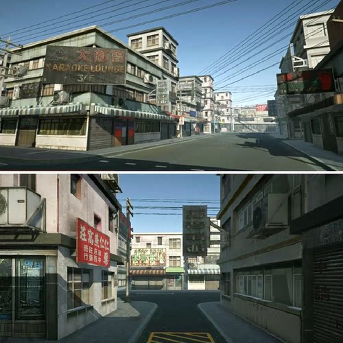 unity3d中国小镇城镇场景资产建模80年代中式城市建筑街道u3d模型