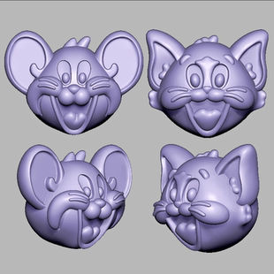 猫老鼠猫头老鼠头stl圆雕图雕刻图纸三维立体图3d打印模型文件412
